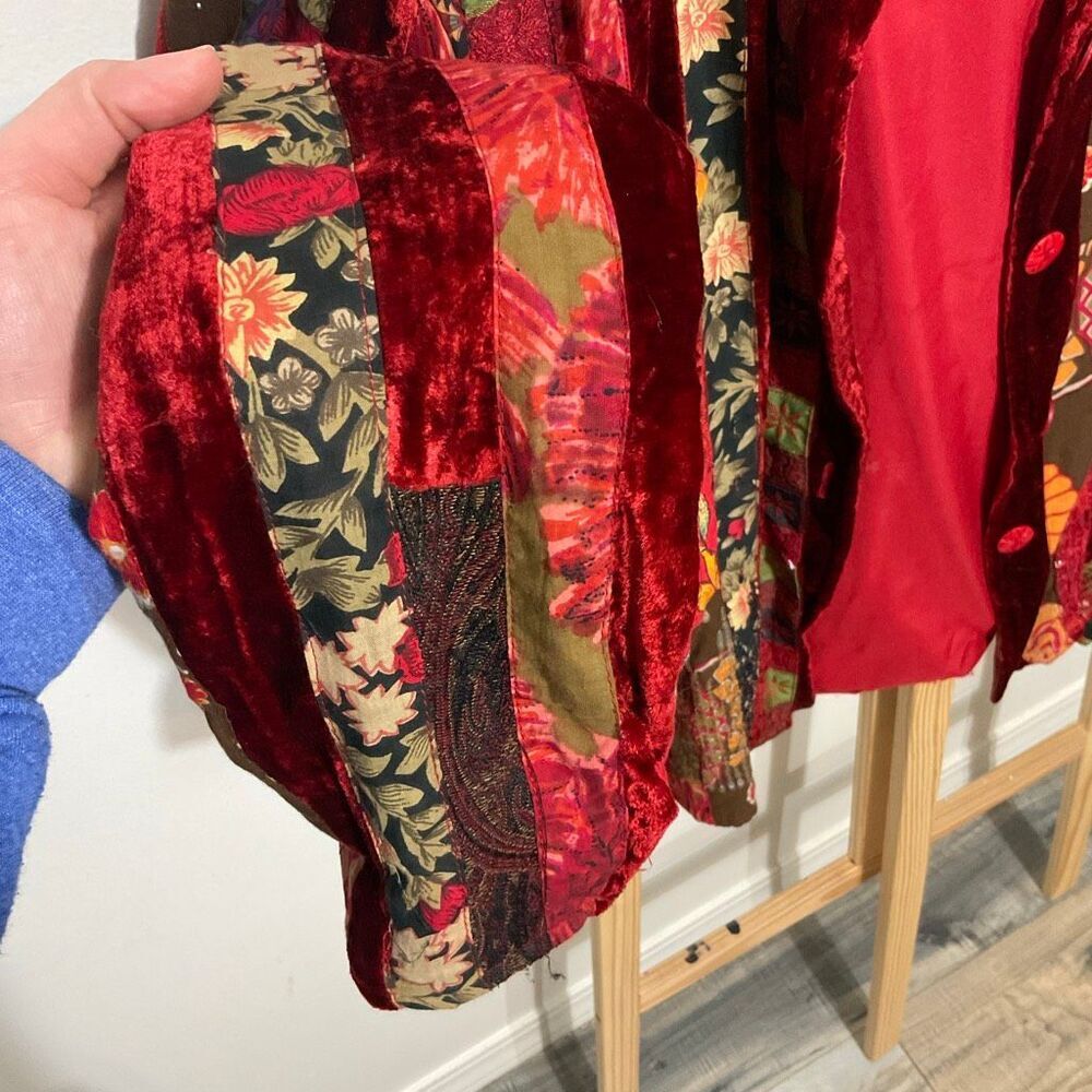Vintage Coldwater Creek Velvet patchwork jacket size large - Picture 3 of 13